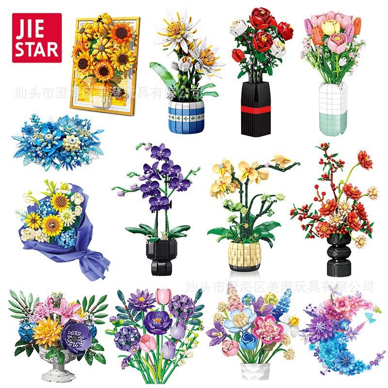 Jie Xing 9010-66 Plant Potted Epiphyllum Rose Bouquet Girl Gift Assembled Building Blocks Toy Ornaments - Image 2