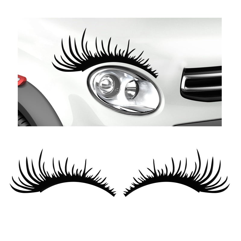 Suvnie 2 PCS Eyelash Decal for Car Headlight Waterproof Auto Funny Fake Eyelash Sticker for Decoration SelfAdhesive Sticker for Vehicle Headlamp Universal Car Accessories Black - Image 3