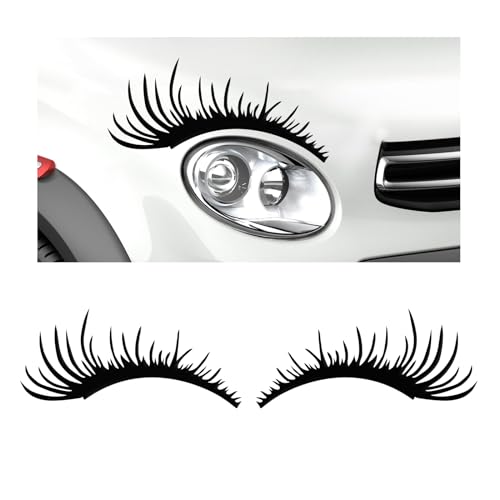 Suvnie 2 PCS Eyelash Decal for Car Headlight Waterproof Auto Funny Fake Eyelash Sticker for Decoration SelfAdhesive Sticker for Vehicle Headlamp Universal Car Accessories Black - Image 1