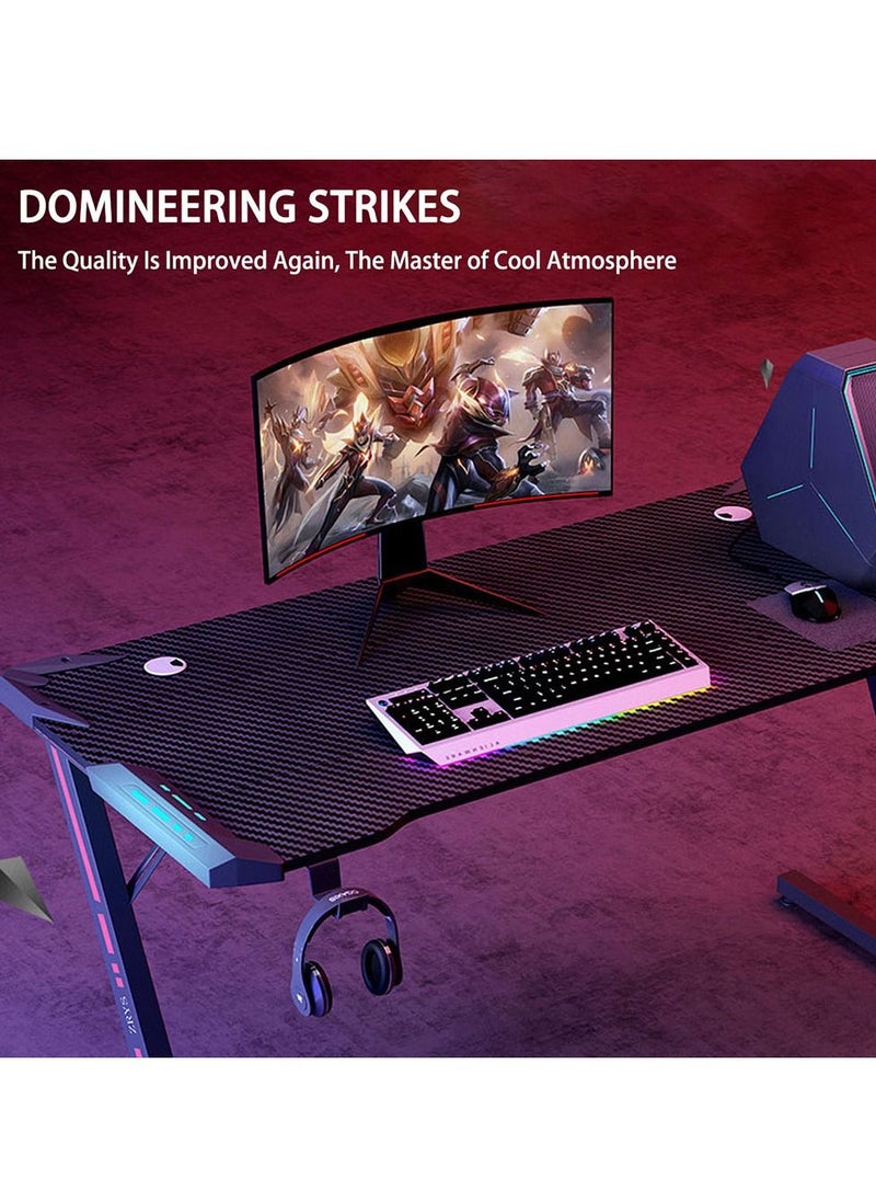 Arabest - Gaming Desk,140cm PC Computer Desk, Home Office Desk Table Gamer Workstation, Simple Game Table, Black - Image 1