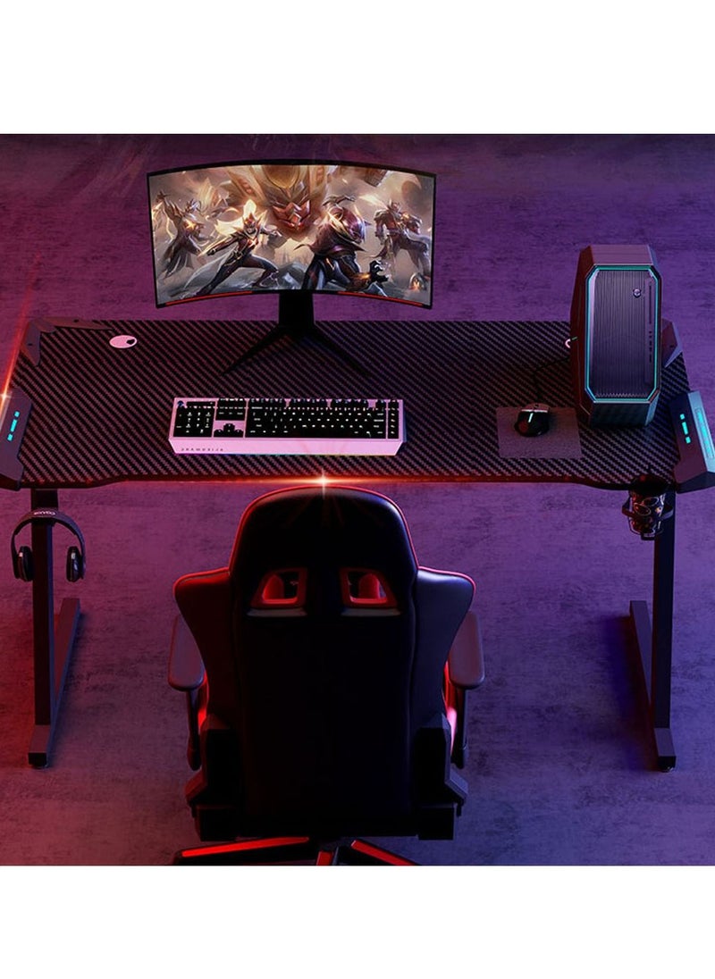 Arabest - Gaming Desk,140cm PC Computer Desk, Home Office Desk Table Gamer Workstation, Simple Game Table, Black - Image 1