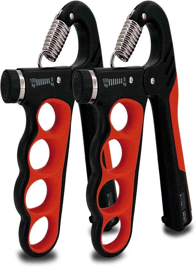 XYNO Grip Strength Trainer 2 Pack - Adjustable 11-220 Lbs with Auto Counter | Hand Grip Strengthener & Forearm Exerciser for Gym, Athletes, Musicians, Injury Rehab & Home Workout (RED) - Image 1