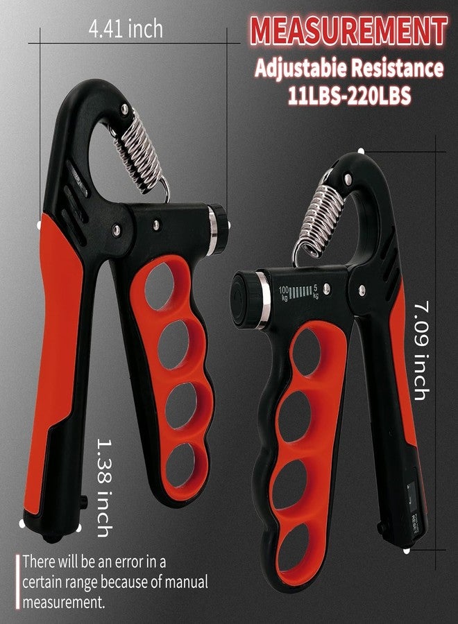 XYNO Grip Strength Trainer 2 Pack - Adjustable 11-220 Lbs with Auto Counter | Hand Grip Strengthener & Forearm Exerciser for Gym, Athletes, Musicians, Injury Rehab & Home Workout (RED) - Image 5
