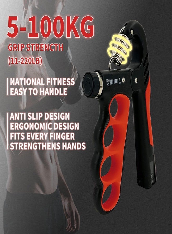 XYNO Grip Strength Trainer 2 Pack - Adjustable 11-220 Lbs with Auto Counter | Hand Grip Strengthener & Forearm Exerciser for Gym, Athletes, Musicians, Injury Rehab & Home Workout (RED) - Image 3