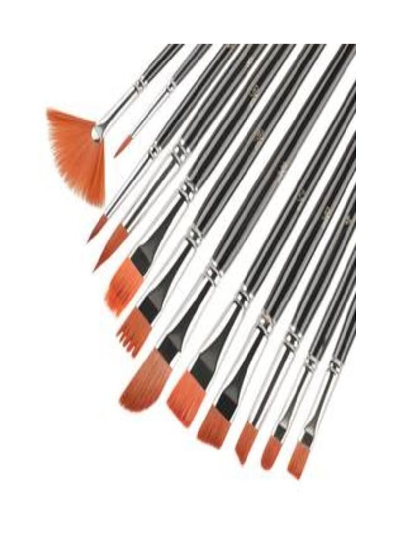 Smart 12 PCS Nylon Hair Wooden Handle Painting Brushes Drawing Waterproof Artist - Image 3