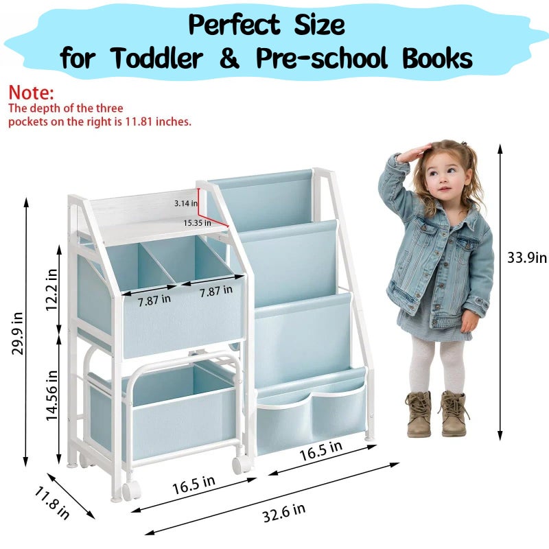 SUOERNUO Kids Bookshelf and Toy Storage 3 Tier Toddler Bookshelf Baby Bookcase Montessori Toy Organizer for Kids Room Nursery Playroom Bedroom - Image 3