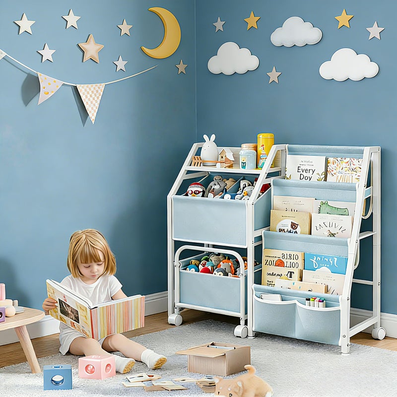 SUOERNUO Kids Bookshelf and Toy Storage 3 Tier Toddler Bookshelf Baby Bookcase Montessori Toy Organizer for Kids Room Nursery Playroom Bedroom - Image 2