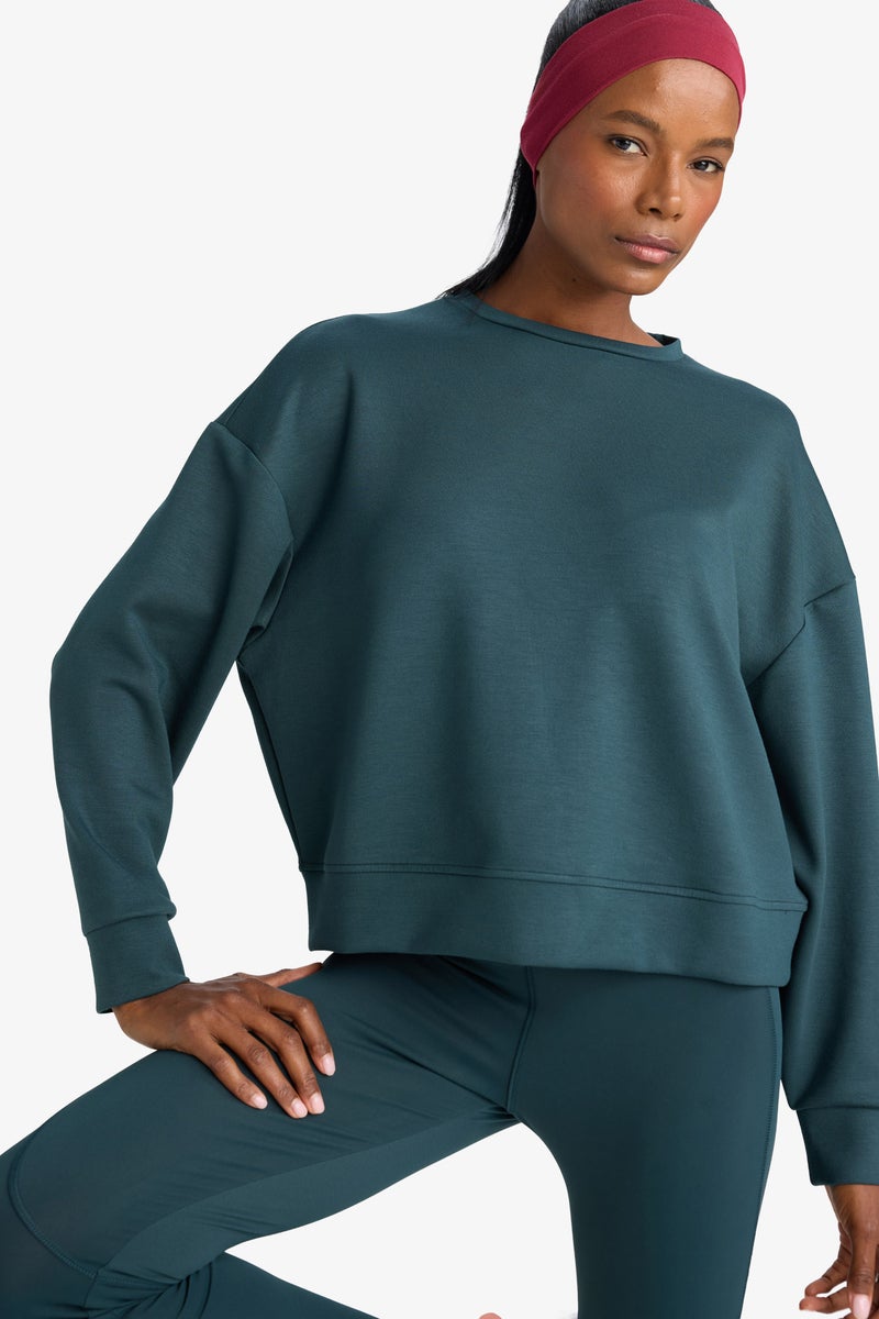 DeFacto Green Woman DeFactoFit Oversize Long Sleeve Modal Sweatshirt Casual - Image 1