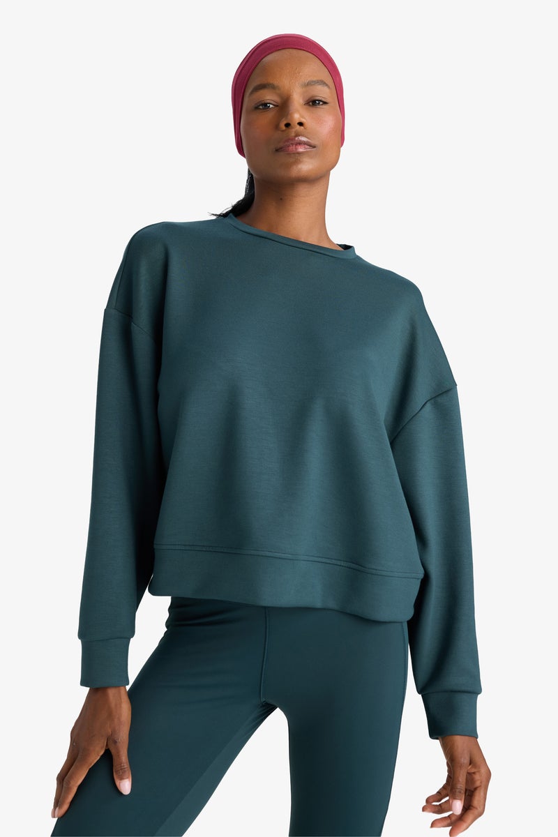 DeFacto Green Woman DeFactoFit Oversize Long Sleeve Modal Sweatshirt Casual - Image 3