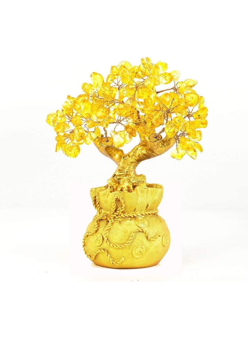 UNUNS Feng Shui Natural Citrine Gem Yellow Crystal Money Tree Office Home Table Office For Wealth Luck,Best Gift, Gold, - Image 1