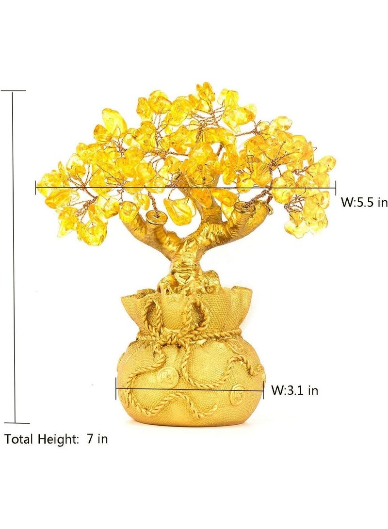 UNUNS Feng Shui Natural Citrine Gem Yellow Crystal Money Tree Office Home Table Office For Wealth Luck,Best Gift, Gold, - Image 4