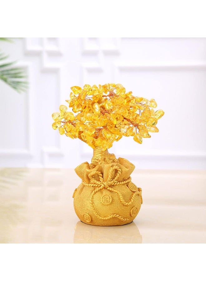 UNUNS Feng Shui Natural Citrine Gem Yellow Crystal Money Tree Office Home Table Office For Wealth Luck,Best Gift, Gold, - Image 2