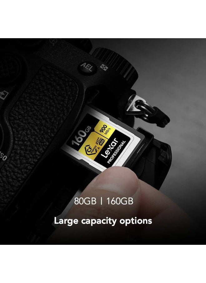 Lexar - 80GB Professional CFexpress Type A Gold Series Memory Card, Up to 900MB/s Read, Cinema-Quality 8K Video, Rated VPG 400 (LCAGOLD080G-RNENG) - Image 1