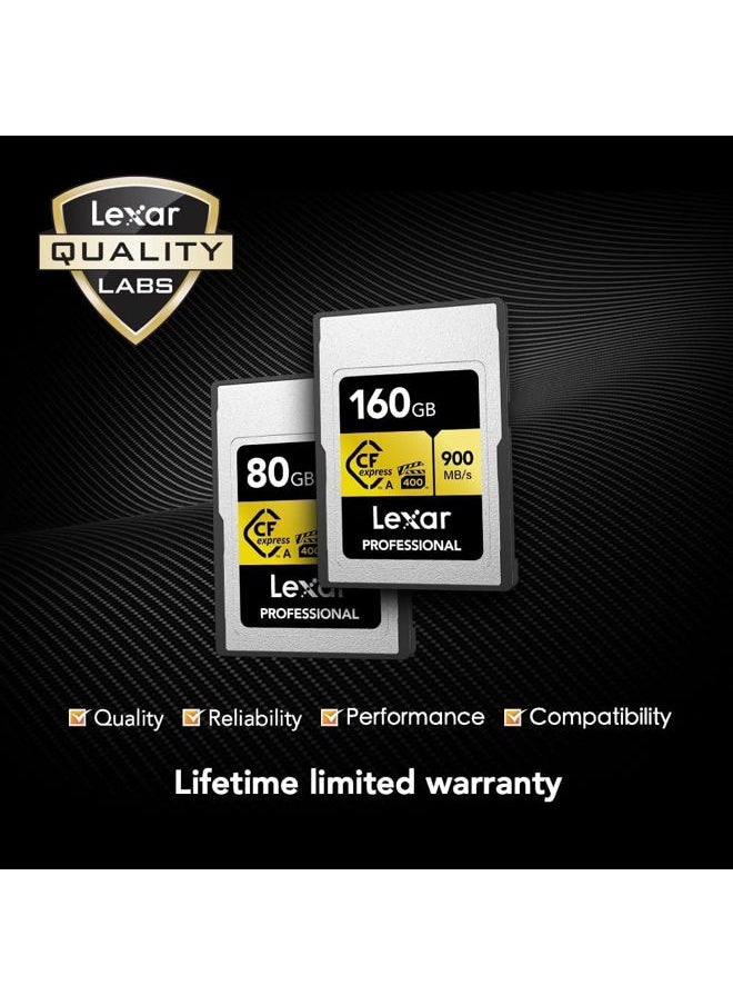 Lexar - 80GB Professional CFexpress Type A Gold Series Memory Card, Up to 900MB/s Read, Cinema-Quality 8K Video, Rated VPG 400 (LCAGOLD080G-RNENG) - Image 1