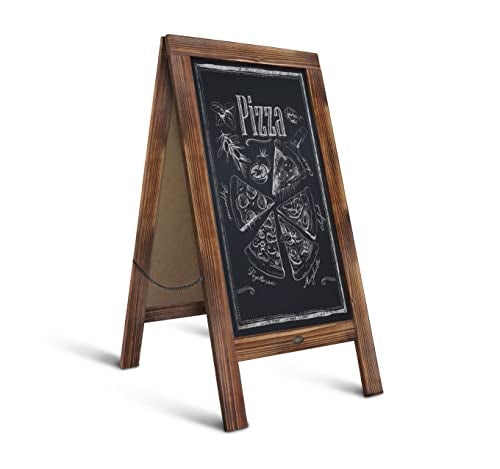 HBCY Creations HBCY Creations A Frame Chalkboard 40x20 Solid Wood AFrame Sign Rustic Brown DoubleSided Magnetic Board Chalkboard Menu Board for Restaurants Cafs Weddings  Heavy Duty Hinges 