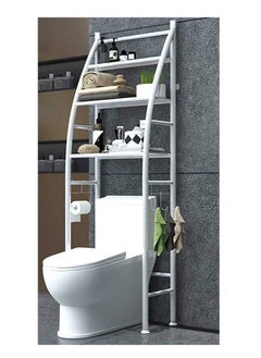 BLOOMING TIME White Metal Toilet Rack – 3-Tier Rustproof Organizer for Bathroom Essentials  - Image 2