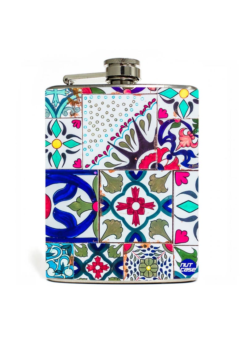 Nutcase Designer Hip Flask 7 Oz Nutcase Aztec Pattern 