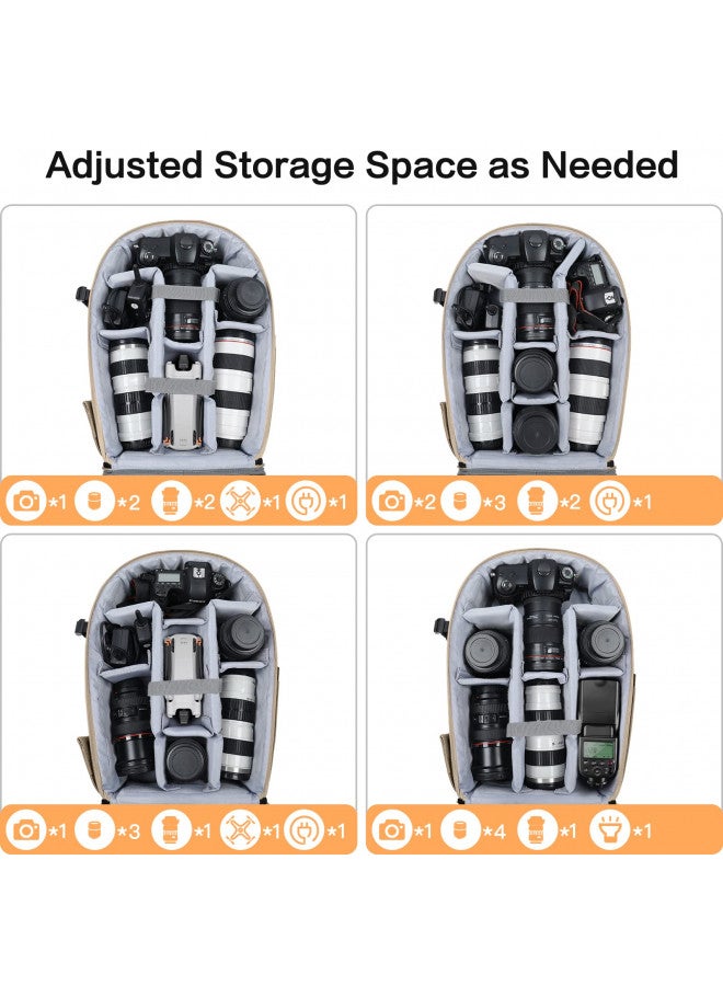 Mosiso حقيبة ظهر كاميرا MOSISO، حقيبة كاميرا للتصوير DSLR/SLR/مرآة 15-16 بوصة مقاومة للماء مع حافظة صلبة وحامل ثلاثي الأرجل وفتحة لابتوب متوافقة مع كانون/نيكون/سوني، لون جمل - Image 2