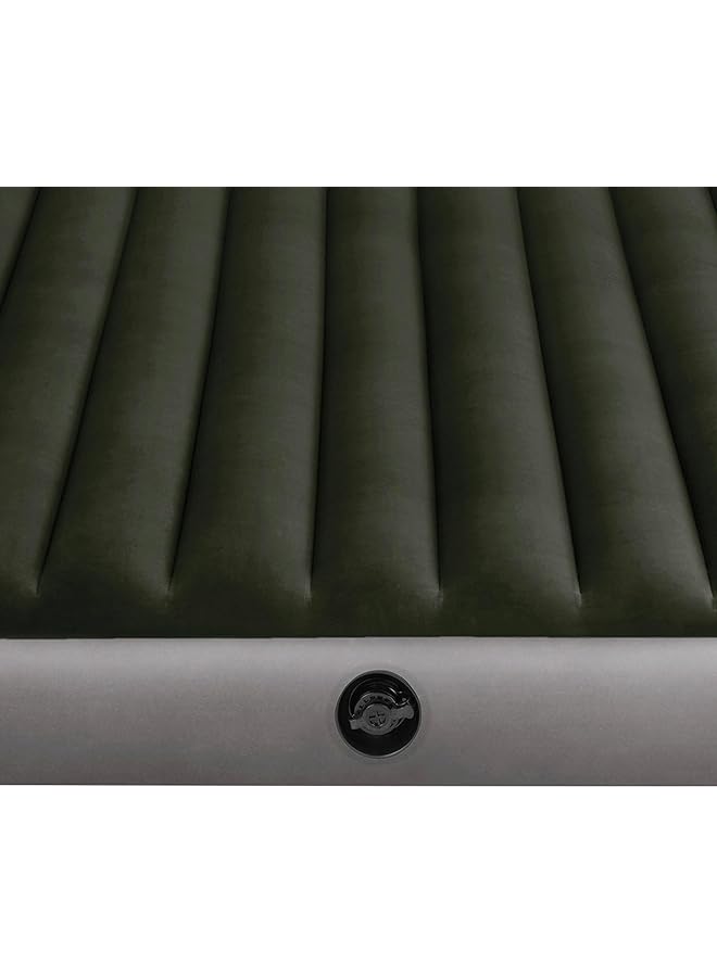 INTEX Queen Dura Beam Standard Downy Air Bed with Built In Foot Pump Green and Grey - Image 3