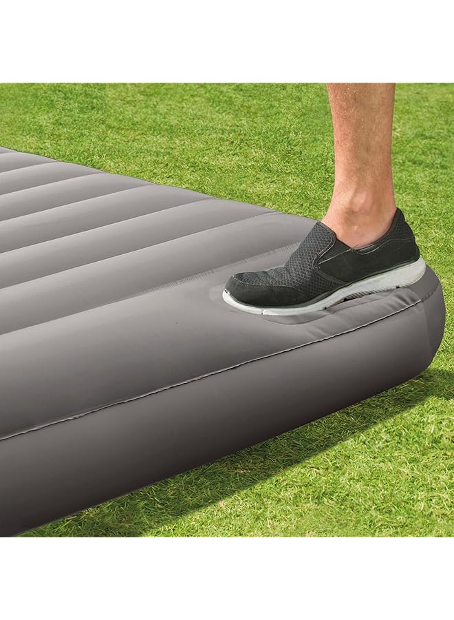 INTEX Queen Dura Beam Standard Downy Air Bed with Built In Foot Pump Green and Grey - Image 5