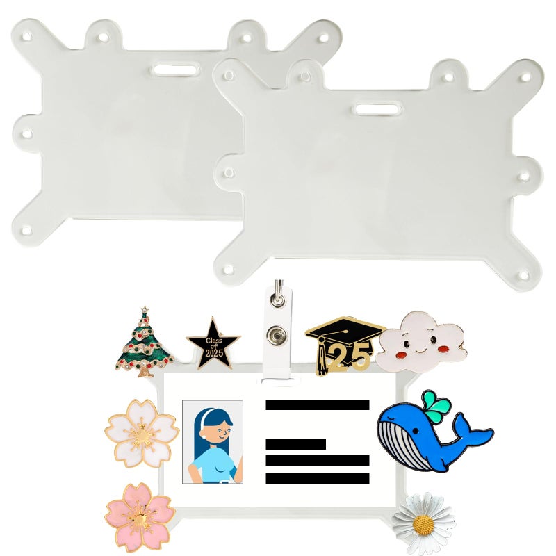 NATUHODE Badge Buddy Pin Holder for Nursing, Badge Buddy Topper Pin Holder for Badge Pins, Horizontal Badge Pin Holder with 8 Pin Holes for Nurse Badge, Student, Employee, ID Card Badge Buddy Pin Holder - Image 1