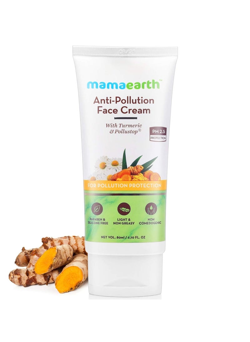 Mama Earth Anti-Pollution Daily Face Cream for Dry & Oily Skin with Turmeric & Pollustop® For a Bright Glowing Skin 80ml - Image 1