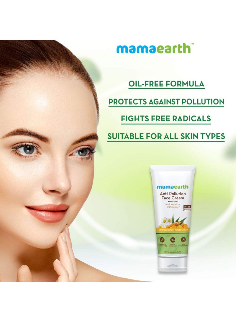 Mama Earth Anti-Pollution Daily Face Cream for Dry & Oily Skin with Turmeric & Pollustop® For a Bright Glowing Skin 80ml - Image 2