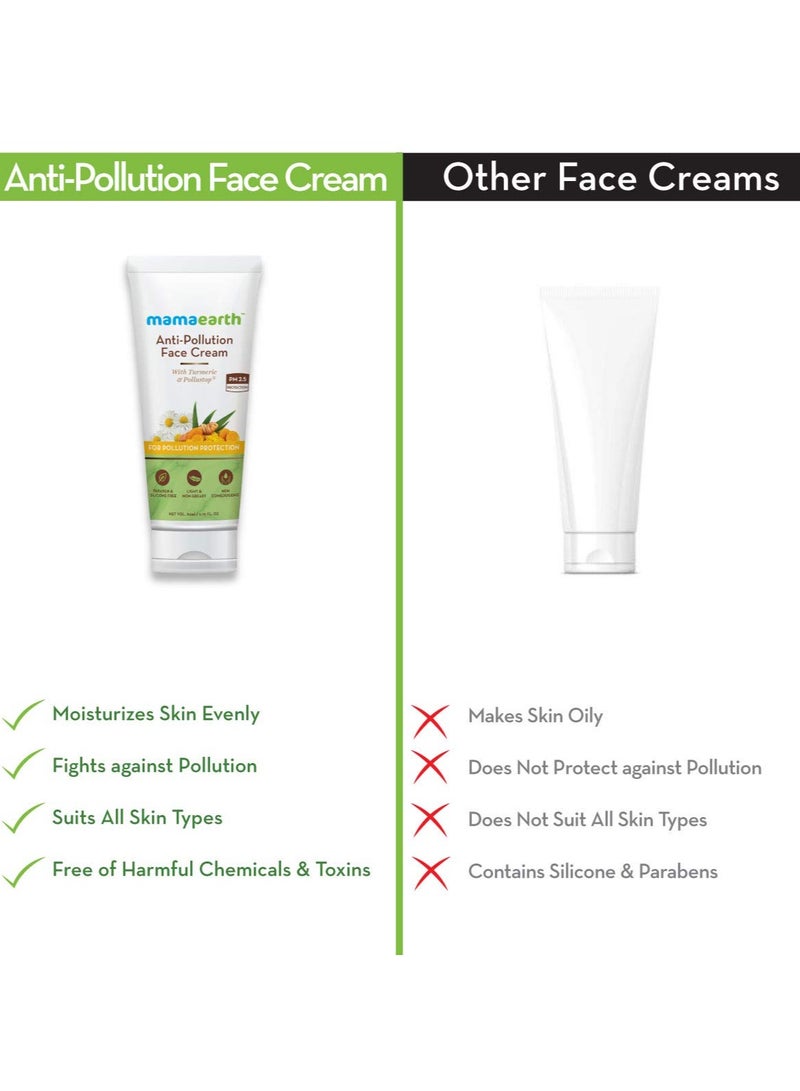 Mama Earth Anti-Pollution Daily Face Cream for Dry & Oily Skin with Turmeric & Pollustop® For a Bright Glowing Skin 80ml - Image 4