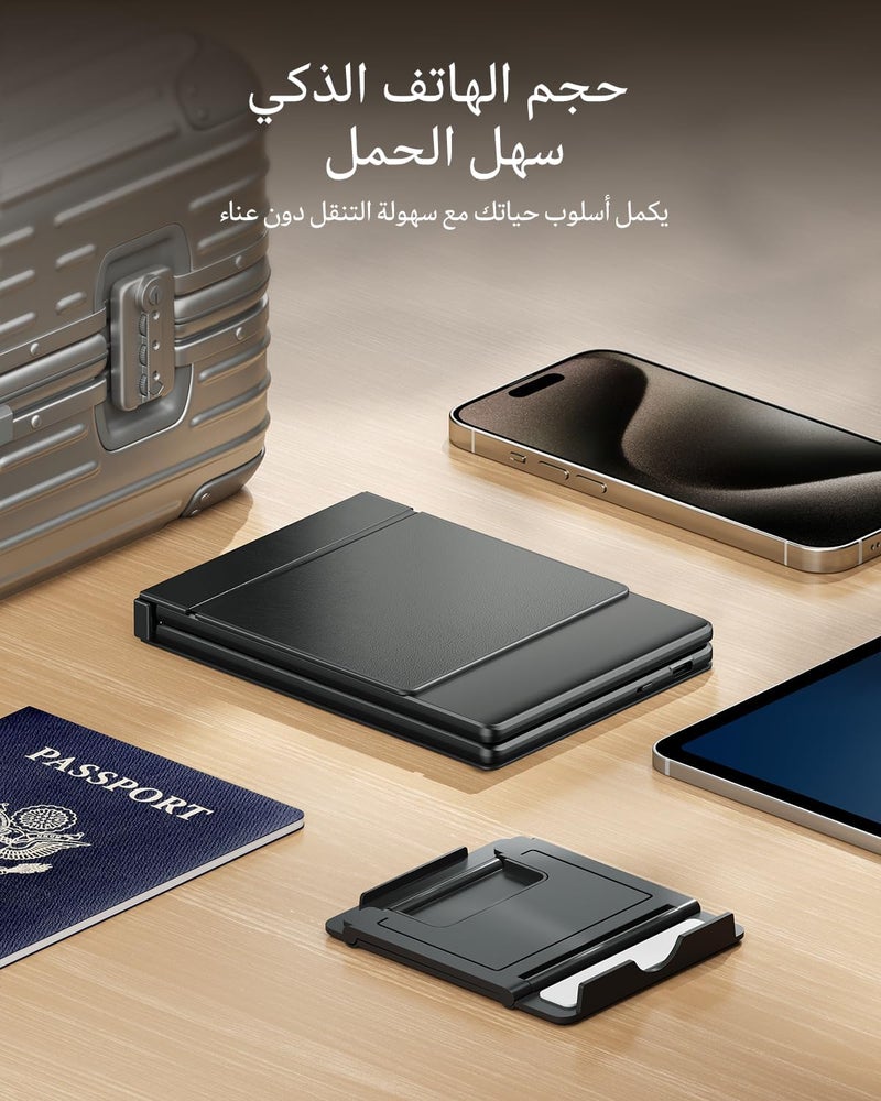 ProtoArc لوحة مفاتيح XK04 المدمجة القابلة للطي مع حافظة جلد PU للآيباد، آيفون، ماك، أندرويد، ويندوز، iOS (أسود) - Image 2