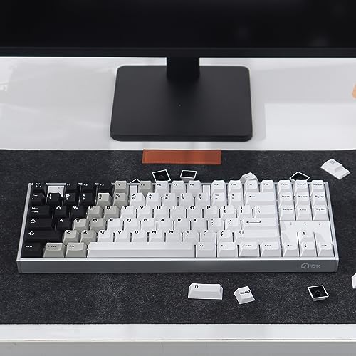 mintcaps Doubleshot PBT Keycap Set, Black White Keycaps 75 Percent, Cherry Profile Custom Key Caps for Mechanical Gaming Keyboards(121key,only keycaps) - Image 1