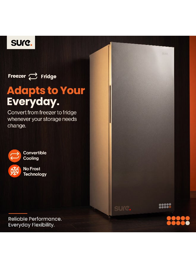 SURE 212L Gross Upright Freezer, Single Door Design, Frost Free, Spacious Storage Capacity, Energy Efficient Performance, Silent Operation, Inox Finish, RCFF-212 212 L RCFF-212 Inox Finish - Image 4