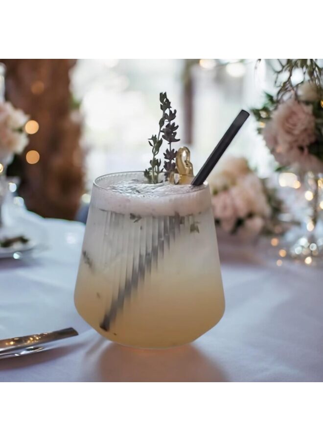 أكواب حفلات بلاستيكية سعة 14 أونصة، أكواب نبيذ وشمبانيا مخططة للاستخدام مرة واحدة، أكواب كوكتيل بلاستيكية بكميات كبيرة لحفلات الانتقال إلى منزل جديد، وحفلات الزفاف، والمناسبات (عبوة من 50 كوبًا) - Image 1