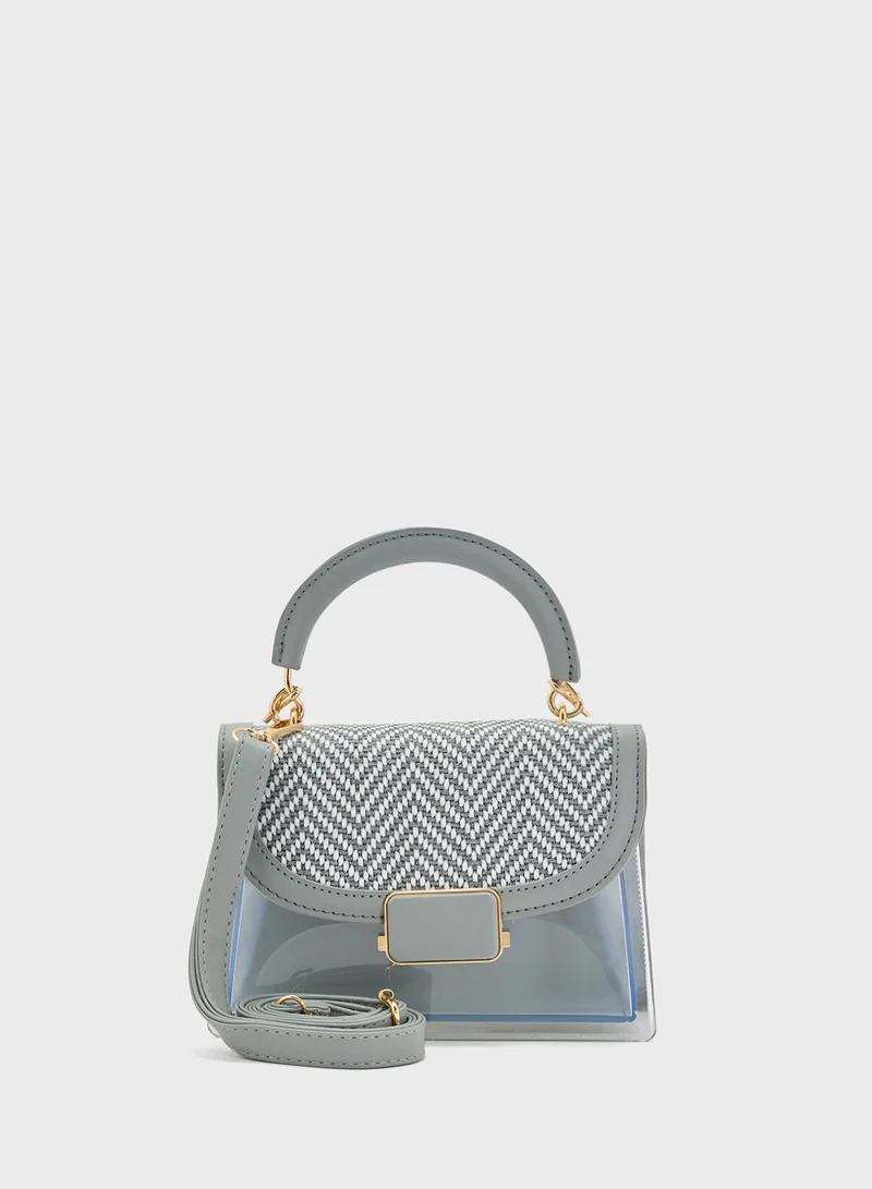 ايلا Clear Satchel With Tweed Flap