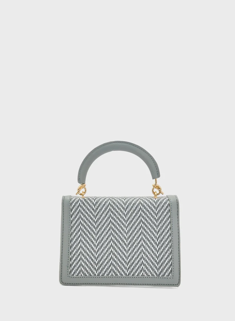 ايلا Clear Satchel With Tweed Flap