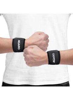AGARO AGARO Neoprene Wrist Support Brace for Gym & Sports Activities, Strap for Pain Relief, For Men & Women, Free Size, Set of 2, Universal Size, Black  - Image 1