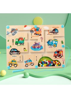 Generic New Children's Wooden Color Classification Magnetic Counting Bead Shifting Magnetic Pen Early Education Educational Toys 