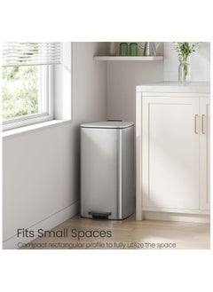SKY-TOUCH 30L Stainless Steel Trash Can Heavy Duty Metal Garbage Bin with Foot Pedal and Removable Inner Bucket Fingerprint Proof Pedal for Home Office (with 50pcs 70*90 cm Trash Bags)  - Image 5