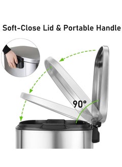 SKY-TOUCH 30L Stainless Steel Trash Can Heavy Duty Metal Garbage Bin with Foot Pedal and Removable Inner Bucket Fingerprint Proof Pedal for Home Office (with 50pcs 70*90 cm Trash Bags)  - Image 2