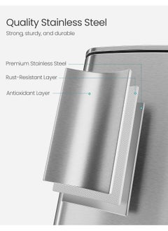 SKY-TOUCH 30L Stainless Steel Trash Can Heavy Duty Metal Garbage Bin with Foot Pedal and Removable Inner Bucket Fingerprint Proof Pedal for Home Office (with 50pcs 70*90 cm Trash Bags)  - Image 4