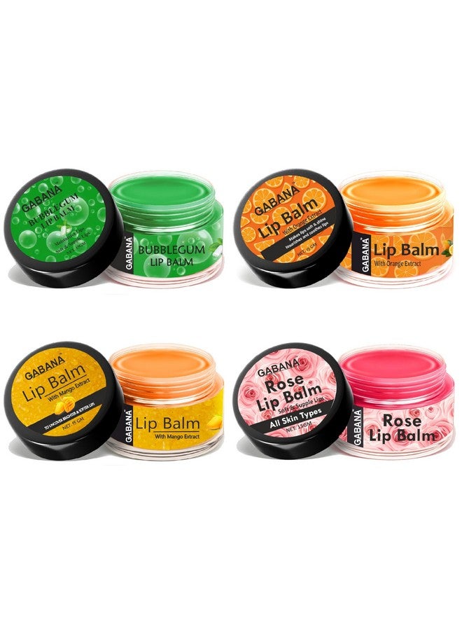 GABANA Lip Balm for Deep Moisturising and Nourishment for Men and Women(Pack of 4, 15 gram, Bubble Gum & Mango & Orange & Rose Extract)|LIP BALM for Dry, Cracked & Chapped Lips Lip Balm for Lip Repair - Image 1