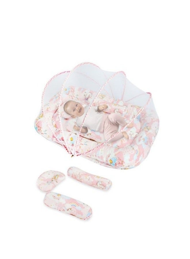DOOKOO Portable Bed with Mosquito net and Pillow, Breathable Baby Sleep Pod Newborn Baby Bassinet Bed, Perfect for Traveling and Napping Pink - Image 5