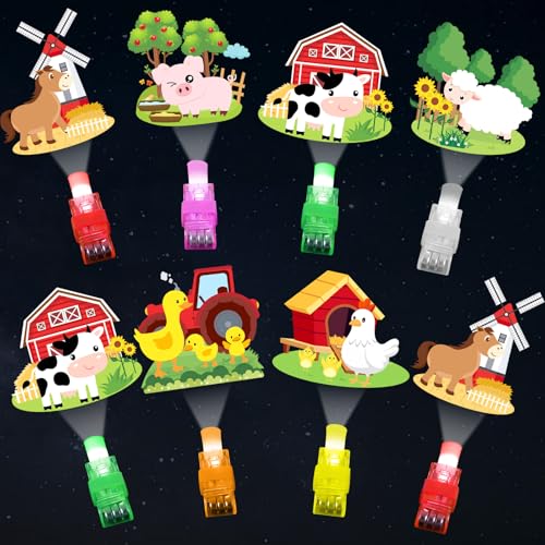Oitnlaughter 36Pcs Farm Animals Themed LED Finger Lights Farm Party Favors Glow in the Dark Light Up Finger Lights Barnyard Themed Toys Bulk for Birthday Party Favors Treasure Box Goodie Bag Stuffer Birthday Gifts - Image 1