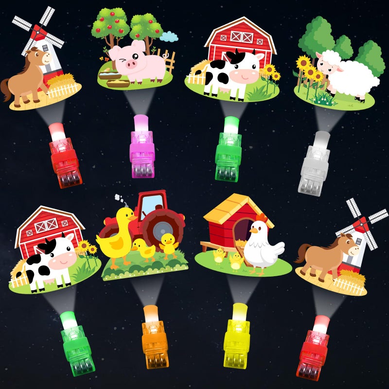 Oitnlaughter 36Pcs Farm Animals Themed LED Finger Lights Farm Party Favors Glow in the Dark Light Up Finger Lights Barnyard Themed Toys Bulk for Birthday Party Favors Treasure Box Goodie Bag Stuffer Birthday Gifts - Image 3