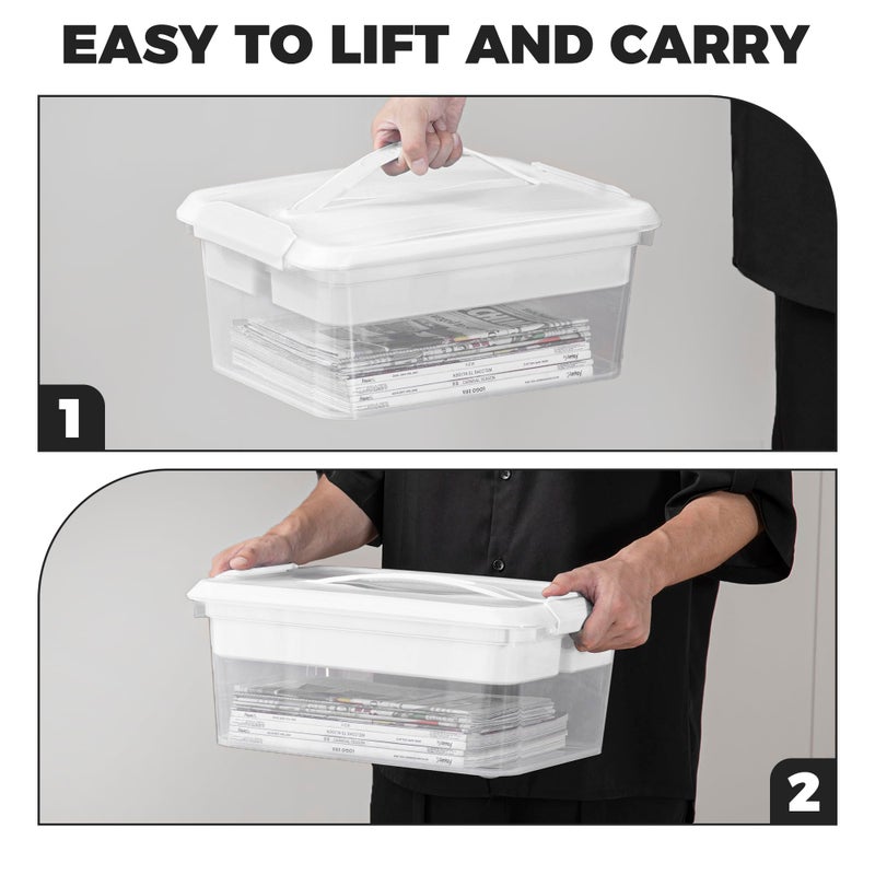 CraftGenes Craft Storage Box with Removable Tray, 20 QT Clear Plastic Organizer with Lids, White Playdoh Storage Containers for Crafts Supplies, Tools, Puzzles - Image 4