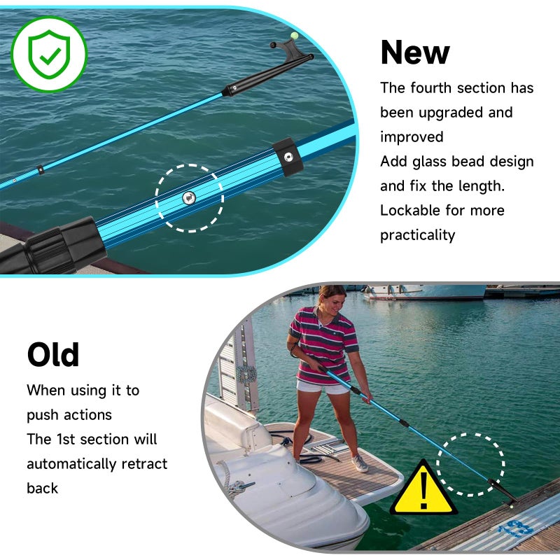 SAN LIKE Telescopic Boat Hook - Floating,Durable,Rust-Resistant with Luminous Bead,Blue Push Pole for Docking Extends from 2.58Ft to 6.66Ft - Image 2