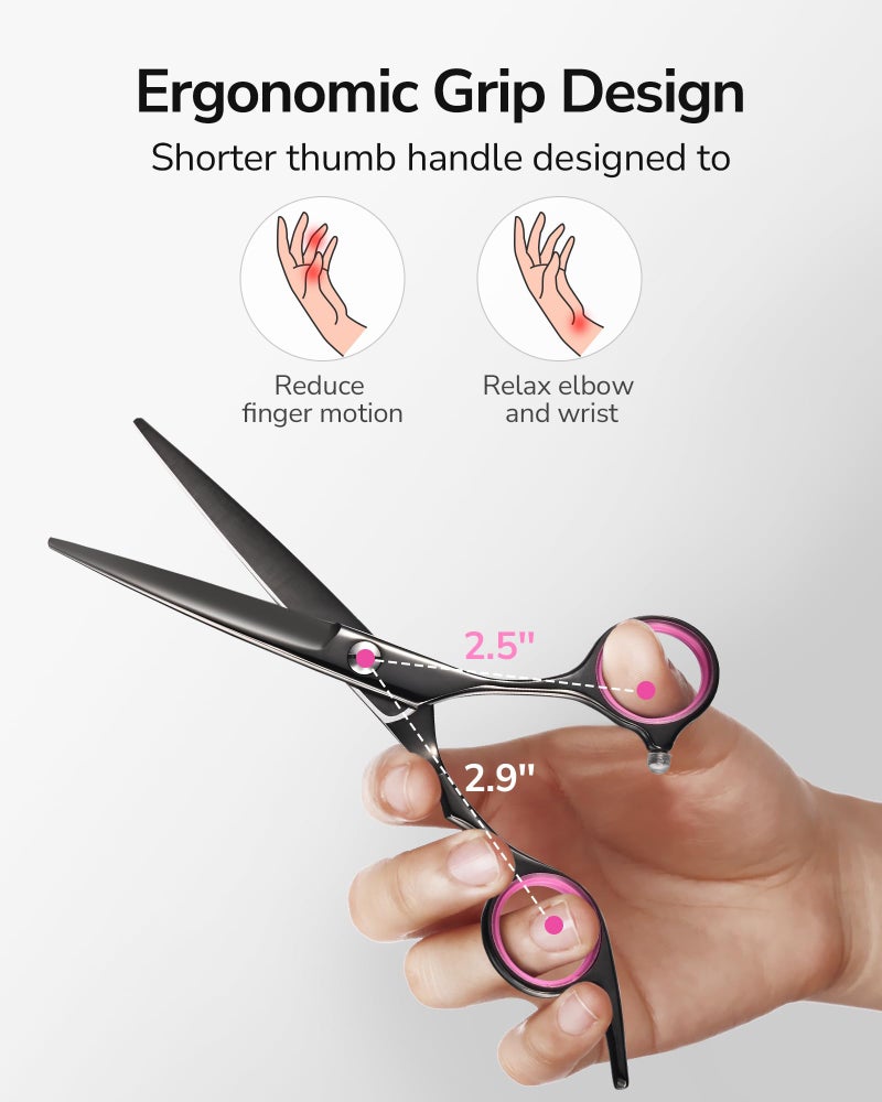 ULG Hair Cutting Scissors, Professional Hair Scissors 6.5 inch Right-Hand Razor Edge Barber Shears Salon Hair Cutting Shears Made of Japanese Stainless Steel, Hand Sharpened Black - Image 3