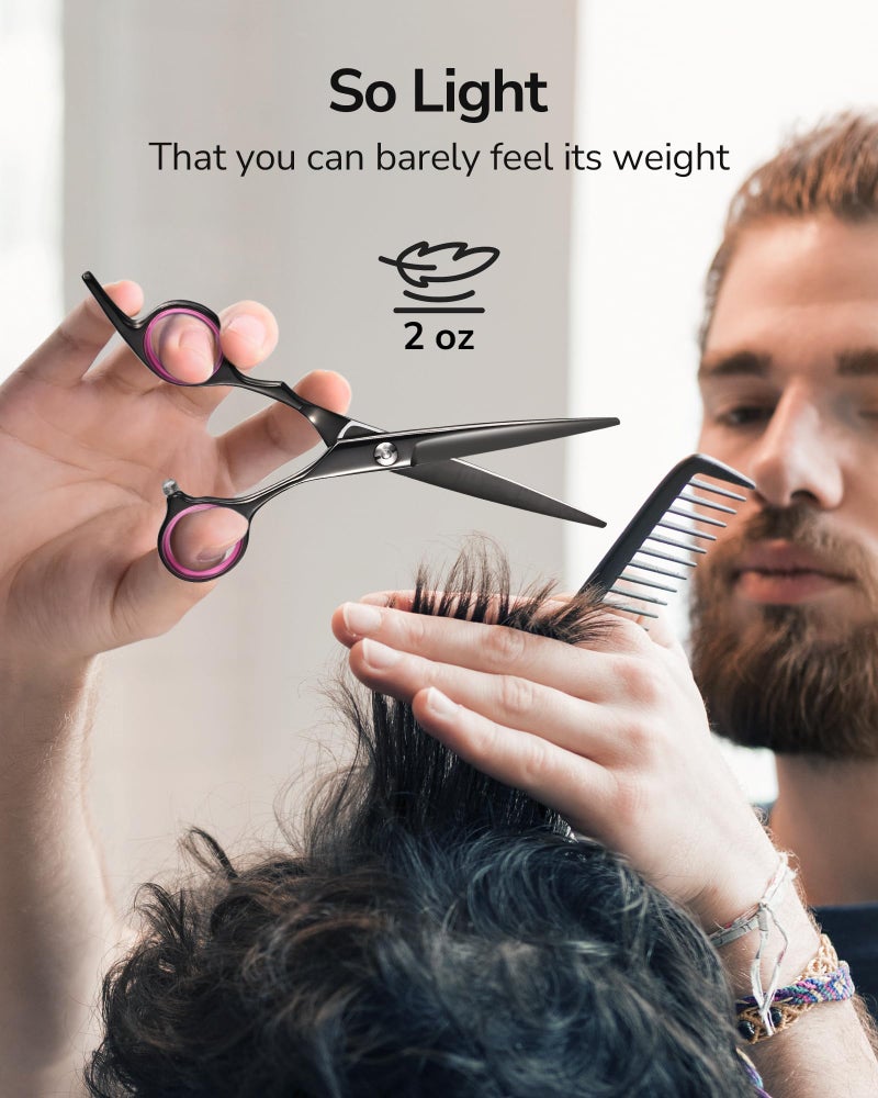 ULG Hair Cutting Scissors, Professional Hair Scissors 6.5 inch Right-Hand Razor Edge Barber Shears Salon Hair Cutting Shears Made of Japanese Stainless Steel, Hand Sharpened Black - Image 2