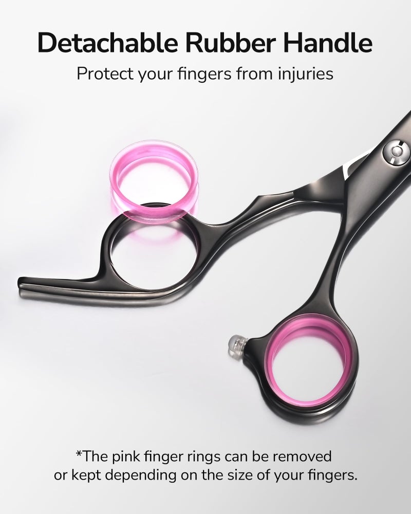 ULG Hair Cutting Scissors, Professional Hair Scissors 6.5 inch Right-Hand Razor Edge Barber Shears Salon Hair Cutting Shears Made of Japanese Stainless Steel, Hand Sharpened Black - Image 4