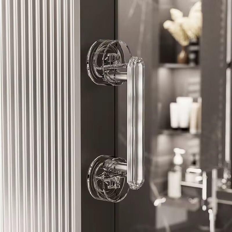 ELMVIA Plastic Suction Cup Handle Glass Door and Window Handles Bathroom Sliding Door Handles Refrigerator Door Handles Cabinet for Home Decor - Transparent ( Pack of - 1 ) - Image 2