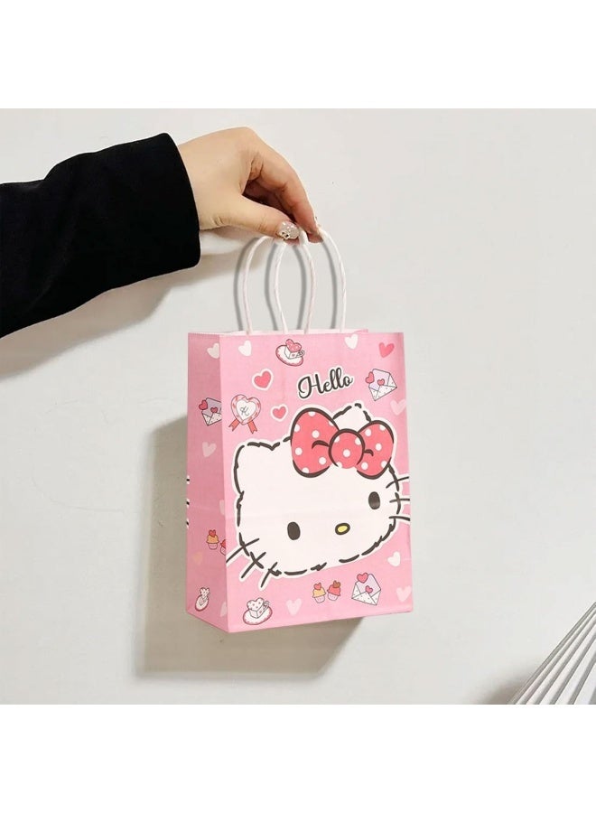 Hello Kitty 12 PCS Cute Birthday Party Supplies, 12 Pcs Party Favor Bags, Candy Goodie Treat Bags with Handle, Cartoon Birthday Party Decorations - Image 4